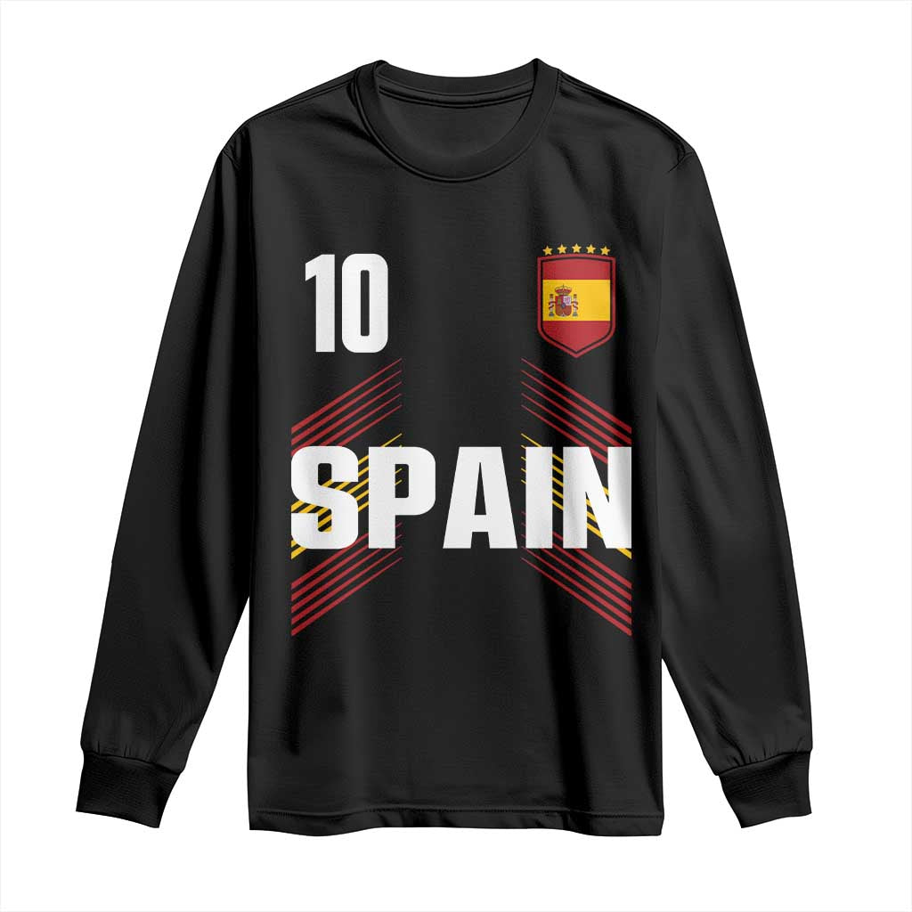 Spain Soccer Sports Graphic Number 10 Jersey Style Long Sleeve Shirt Proud Spanish Football Fans Game Day Pride TS02 Black Print Your Wear