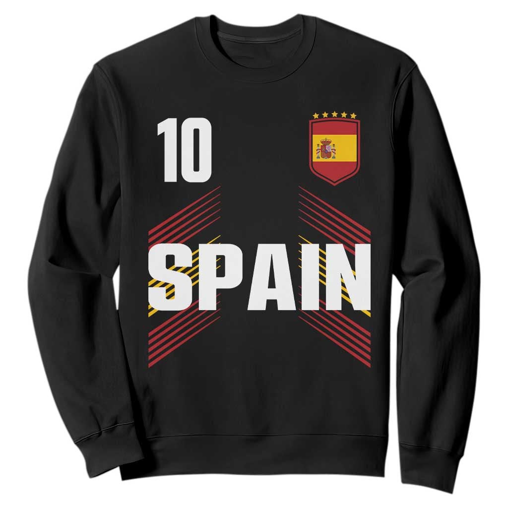 Spain Soccer Sports Graphic Number 10 Jersey Style Sweatshirt Proud Spanish Football Fans Game Day Pride TS02 Black Print Your Wear