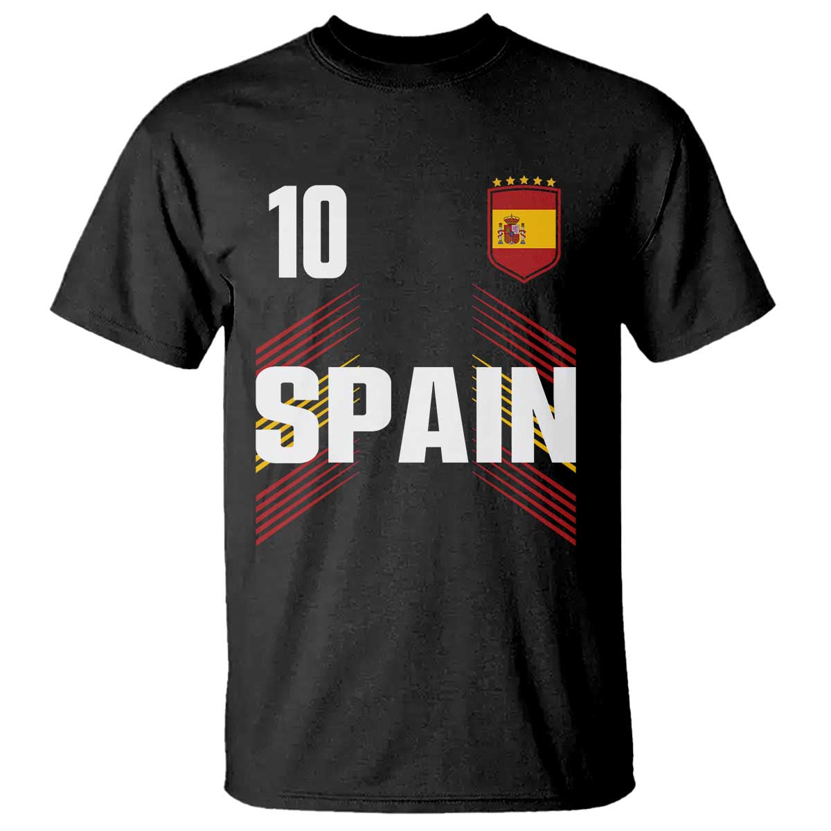Spain Soccer Sports Graphic Number 10 Jersey Style T Shirt Proud Spanish Football Fans Game Day Pride TS02 Black Print Your Wear