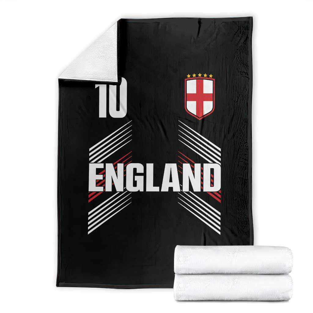 England Soccer Sports Graphic Number 10 Jersey Style Throw Blanket Proud St George Cross Football Fans Game Day Pride TS02 Black Print Your Wear