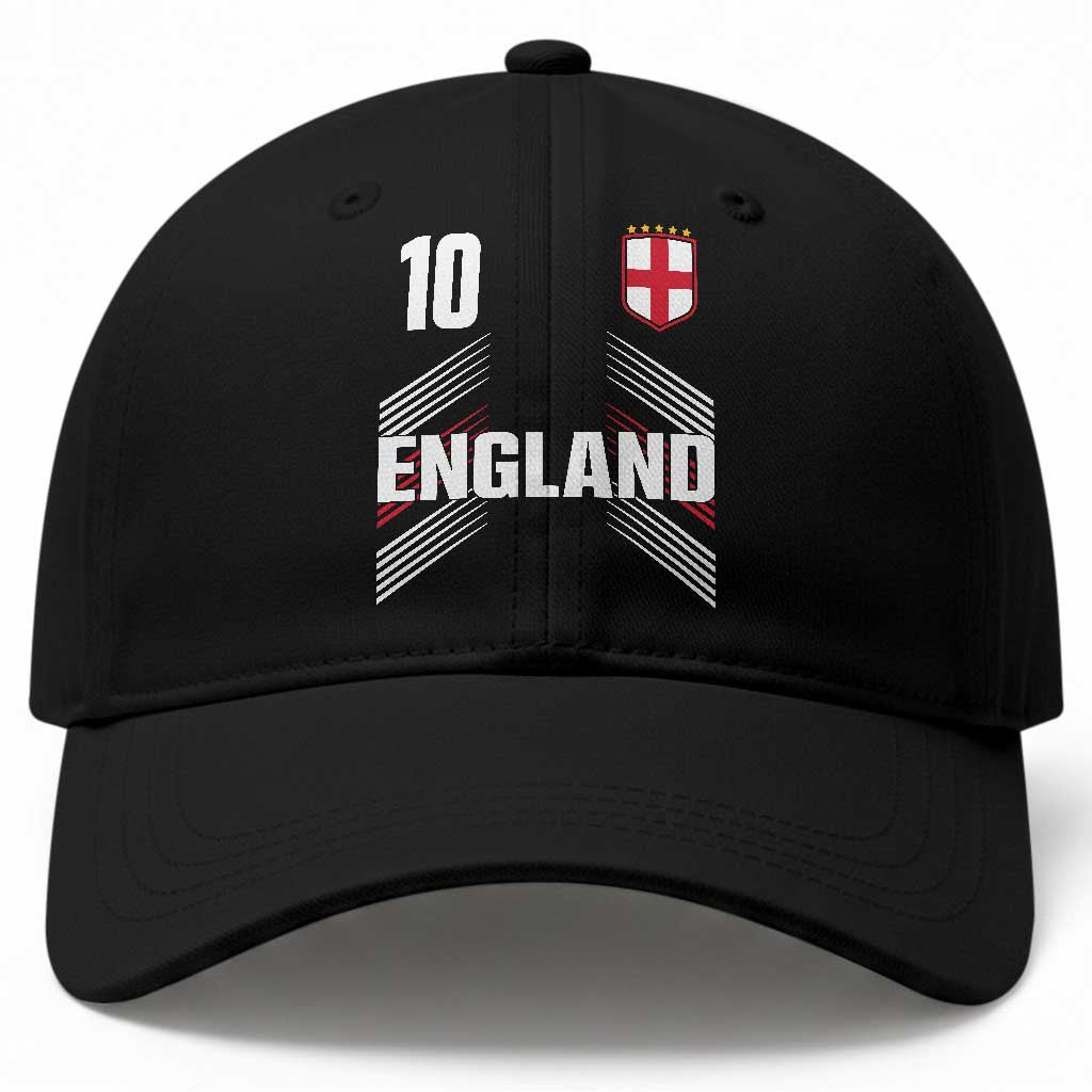 England Soccer Sports Graphic Number 10 Jersey Style Baseball Cap Proud St George Cross Football Fans Game Day Pride TS02 Print Your Wear