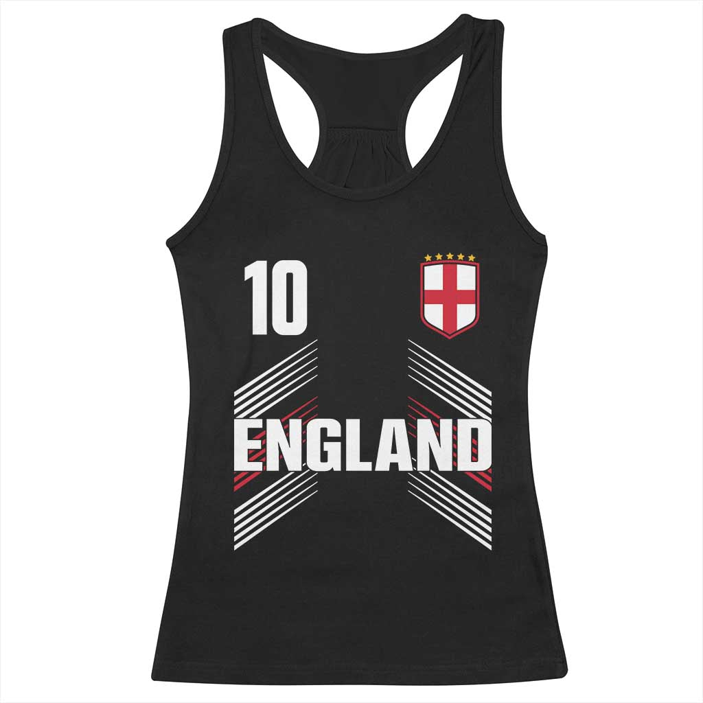 England Soccer Sports Graphic Number 10 Jersey Style Racerback Tank Top Proud St George Cross Football Fans Game Day Pride TS02 Black Print Your Wear