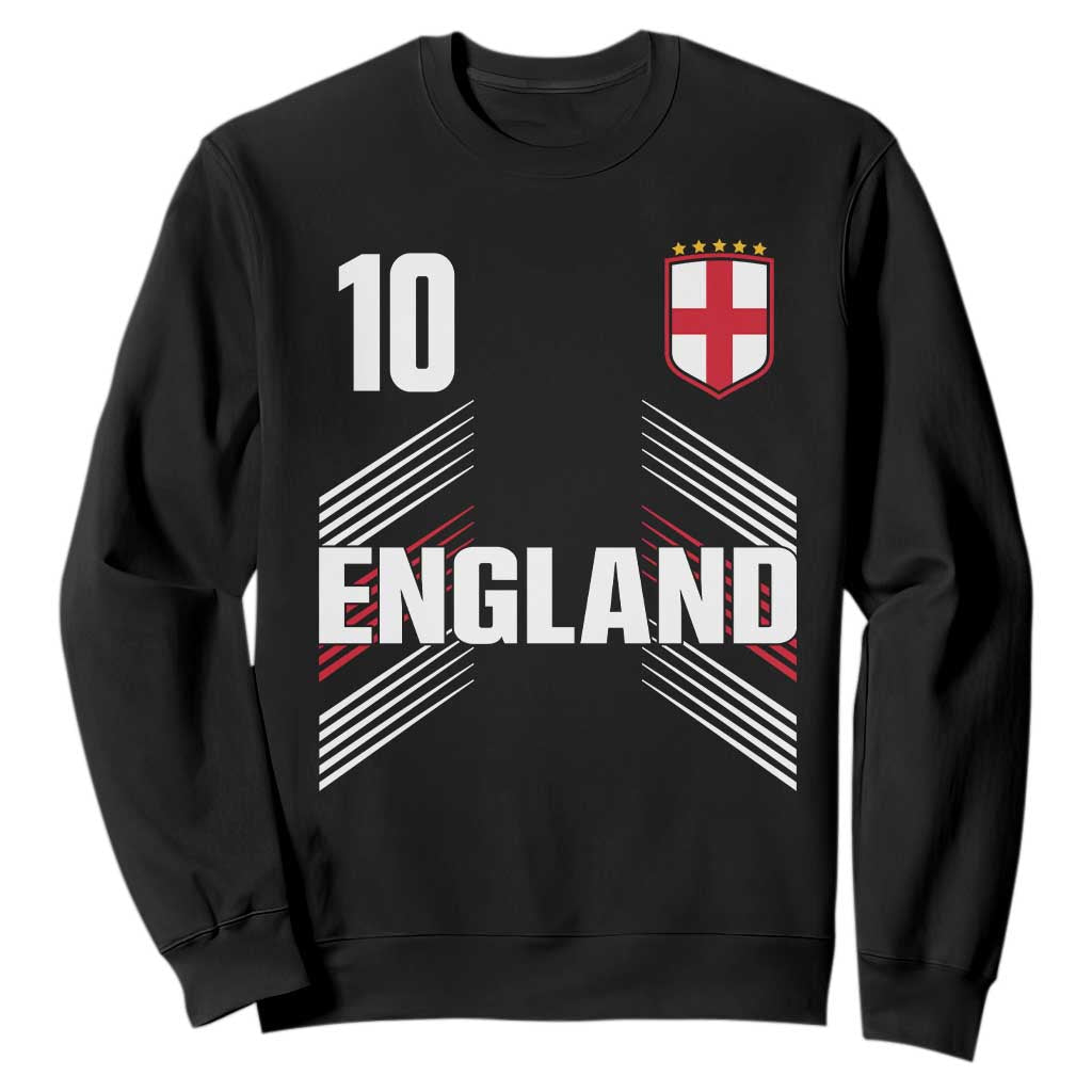 England Soccer Sports Graphic Number 10 Jersey Style Sweatshirt Proud St George Cross Football Fans Game Day Pride TS02 Black Print Your Wear