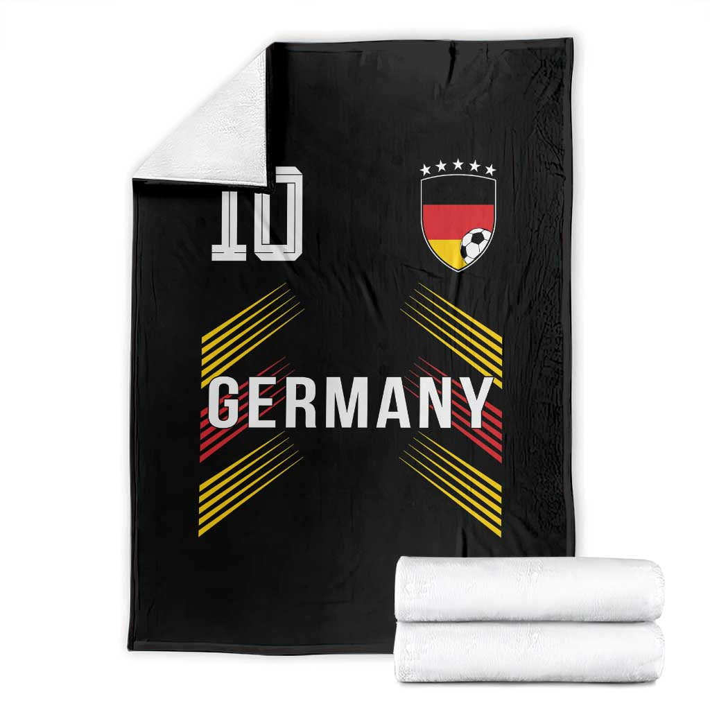 Germany Soccer Sports Graphic Number 10 Jersey Style Throw Blanket Proud German Football Fans Game Day Pride TS02 Black Print Your Wear