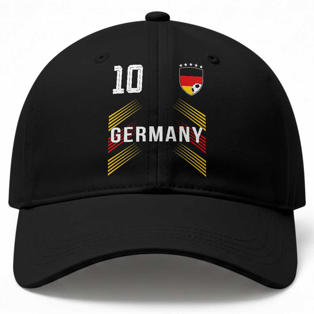 Germany Soccer Sports Graphic Number 10 Jersey Style Baseball Cap Proud German Football Fans Game Day Pride TS02 Print Your Wear