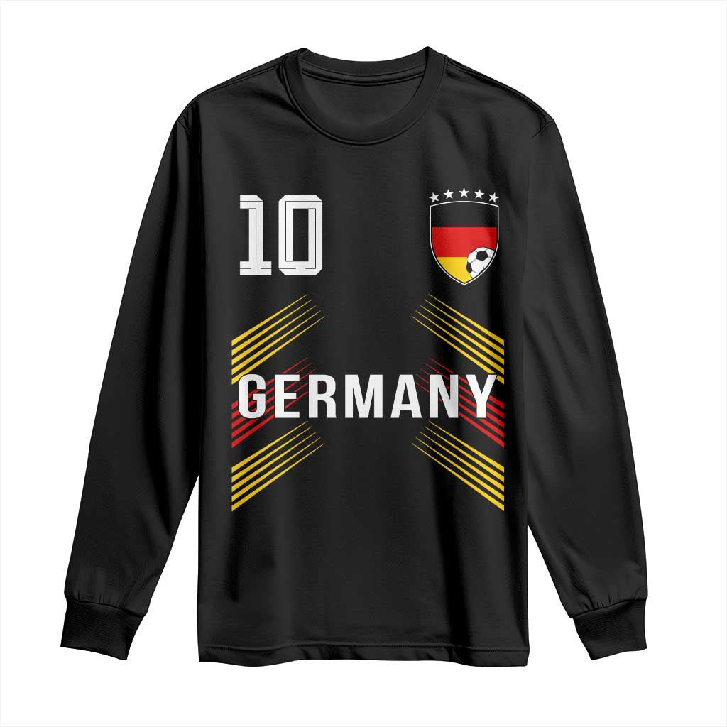 Germany Soccer Sports Graphic Number 10 Jersey Style Long Sleeve Shirt Proud German Football Fans Game Day Pride TS02 Black Print Your Wear