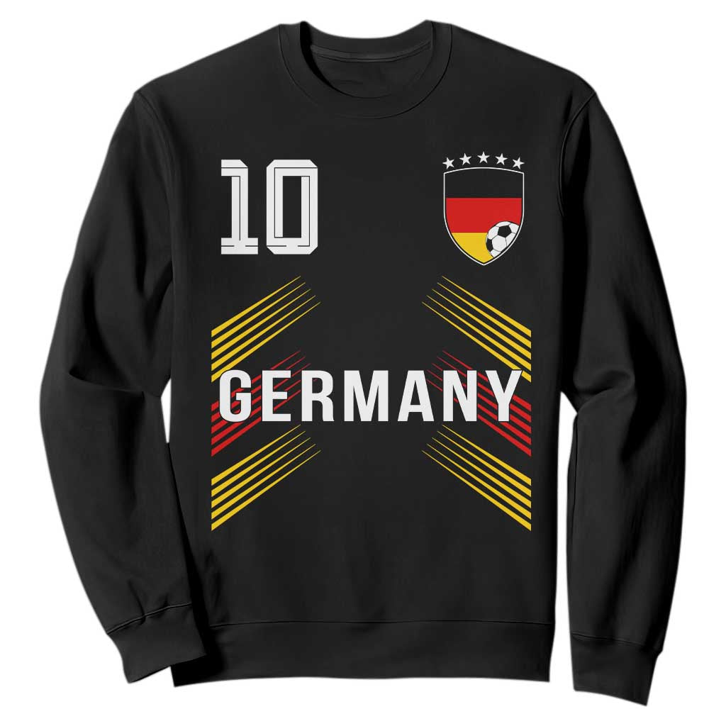 Germany Soccer Sports Graphic Number 10 Jersey Style Sweatshirt Proud German Football Fans Game Day Pride TS02 Black Print Your Wear