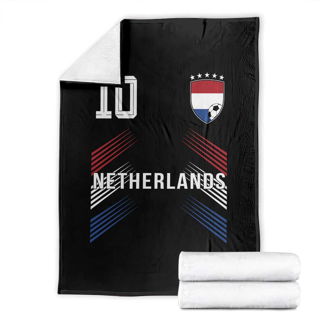 Netherlands Soccer Sports Graphic Number 10 Jersey Style Throw Blanket Proud Nederlands Holland Football Fans Game Day Pride TS02 Black Print Your Wear