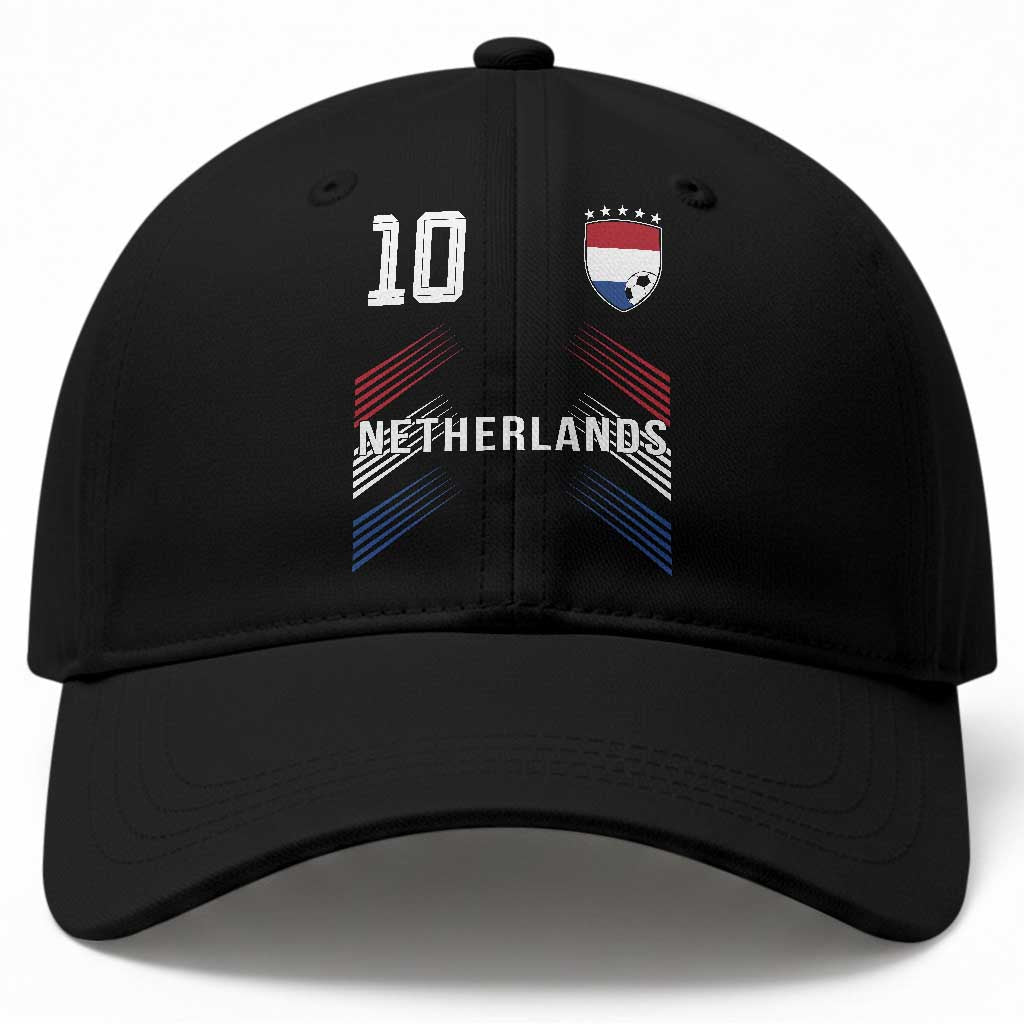 Netherlands Soccer Sports Graphic Number 10 Jersey Style Baseball Cap Proud Nederlands Holland Football Fans Game Day Pride TS02 Print Your Wear