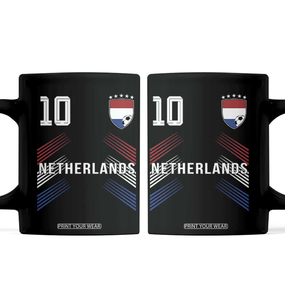 Netherlands Soccer Sports Graphic Number 10 Jersey Style Coffee Mug Proud Nederlands Holland Football Fans Game Day Pride TS02 Black Print Your Wear