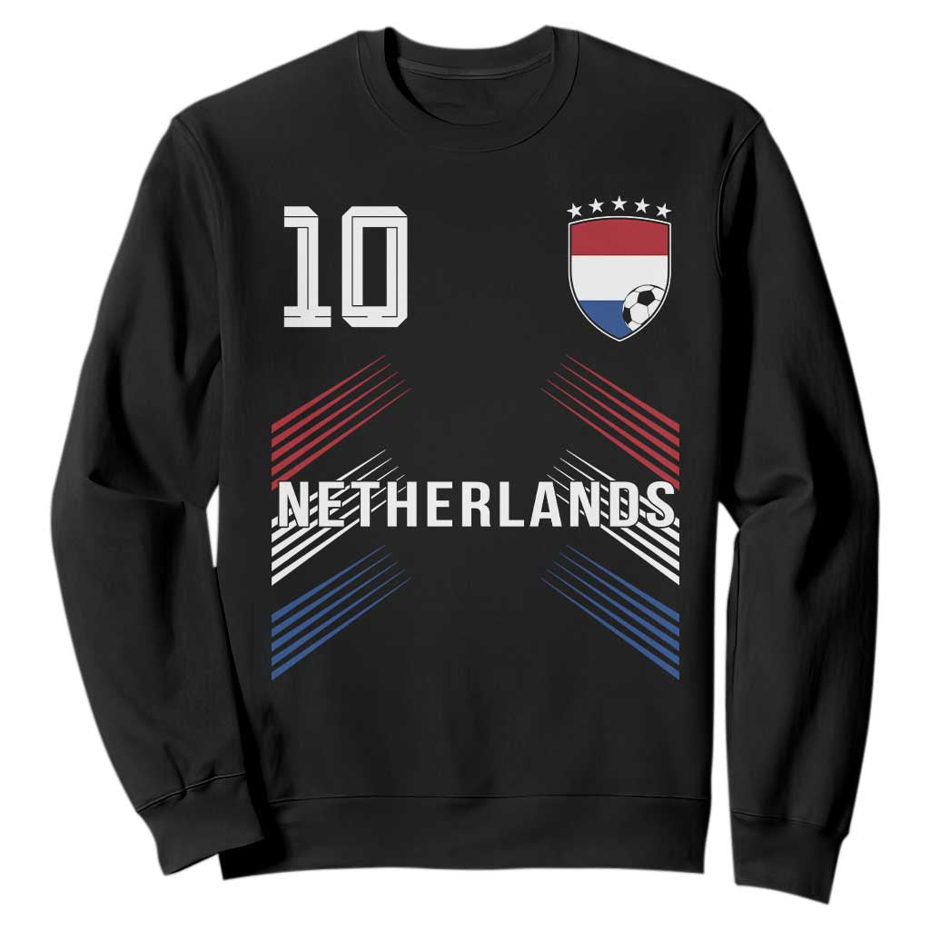 Netherlands Soccer Sports Graphic Number 10 Jersey Style Sweatshirt Proud Nederlands Holland Football Fans Game Day Pride TS02 Black Print Your Wear