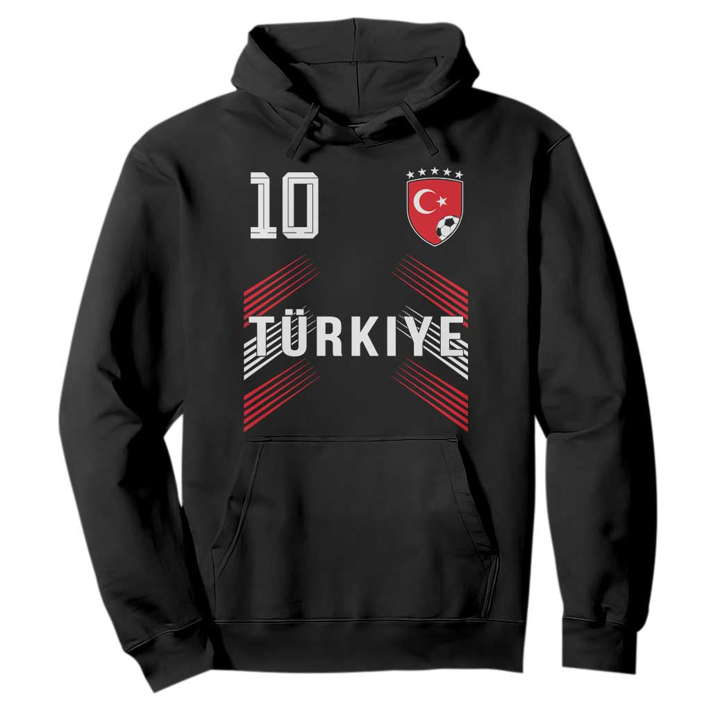 Proud Turkiye Soccer Fans Number 10 Jersey Style Hoodie Patriotic Turkish Football Turkey Sports Lover TS02 Black Print Your Wear