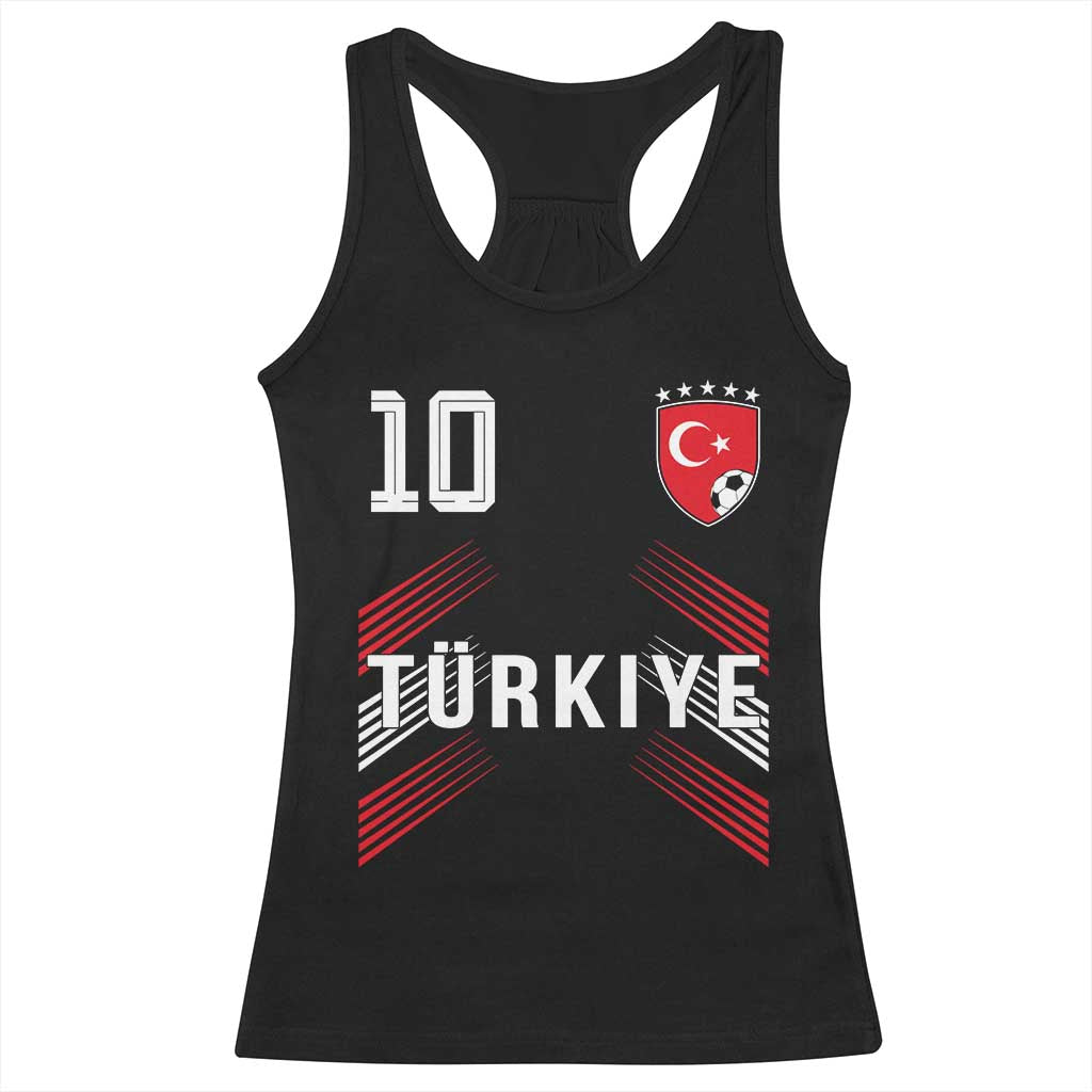 Proud Turkiye Soccer Fans Number 10 Jersey Style Racerback Tank Top Patriotic Turkish Football Turkey Sports Lover TS02 Black Print Your Wear