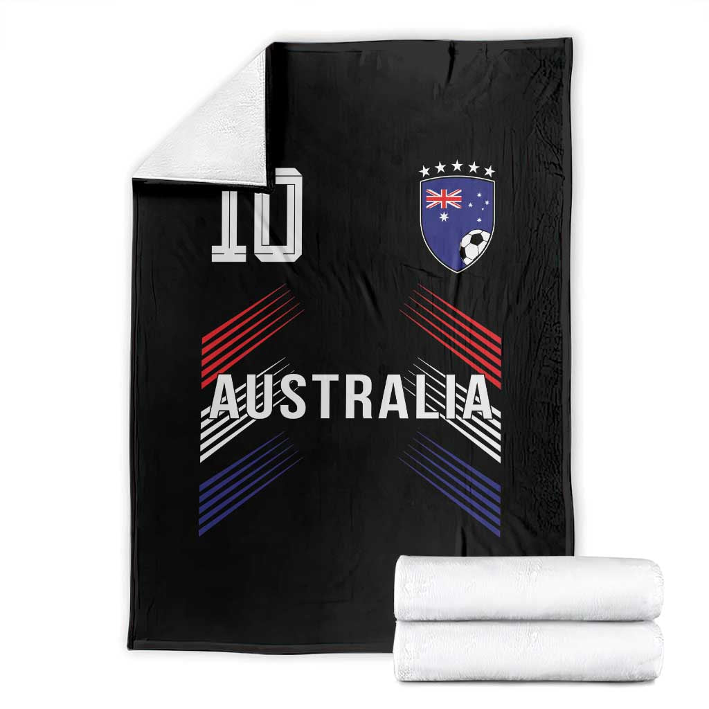Australia Soccer Sports Graphic Number 10 Jersey Style Throw Blanket Proud Australian Football Fans Game Day Pride TS02 Black Print Your Wear