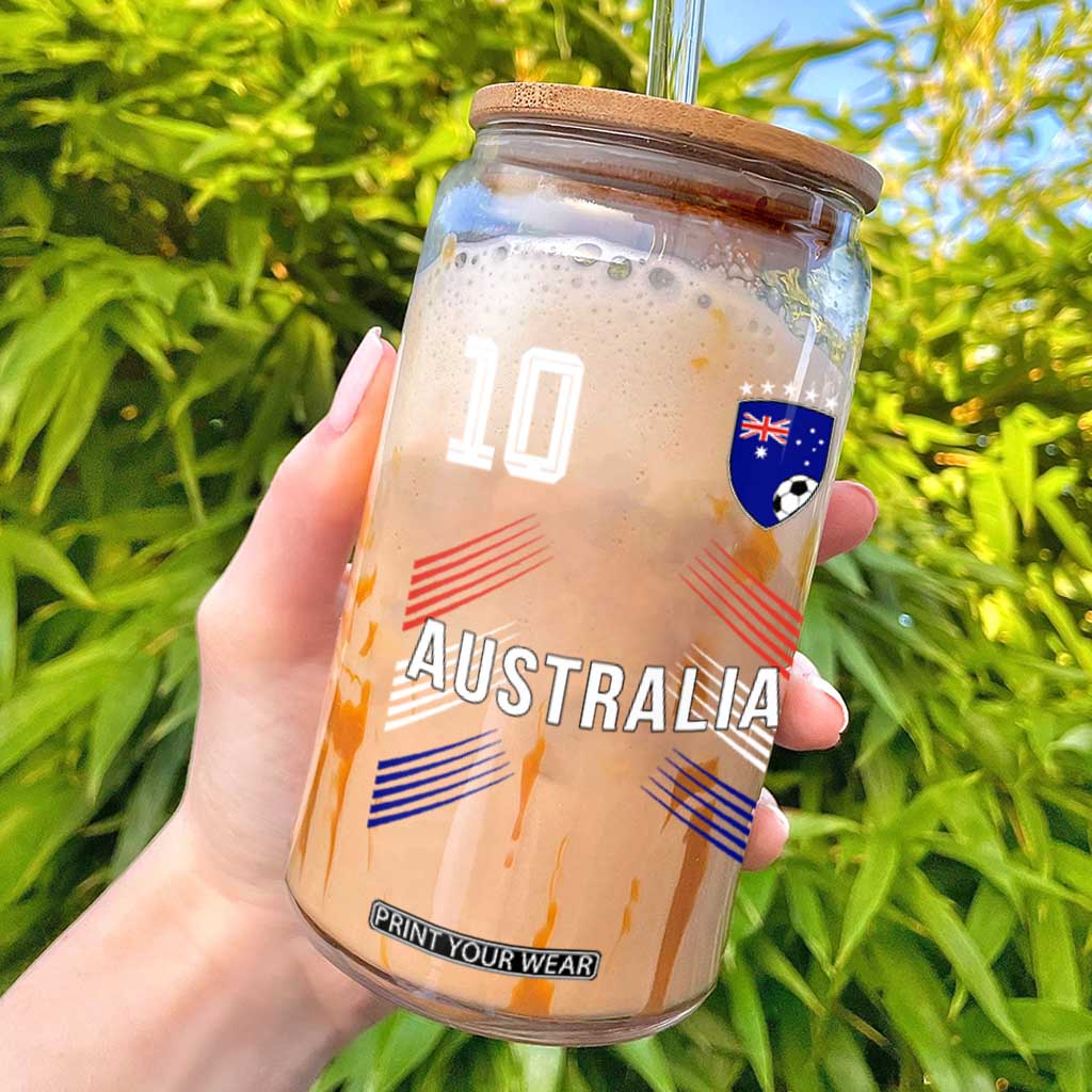 Australia Soccer Sports Graphic Number 10 Jersey Style Glass Can Proud Australian Football Fans Game Day Pride TS02 Black Print Your Wear