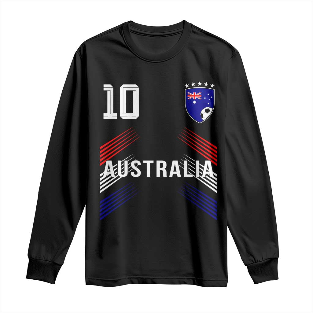 Australia Soccer Sports Graphic Number 10 Jersey Style Long Sleeve Shirt Proud Australian Football Fans Game Day Pride TS02 Black Print Your Wear