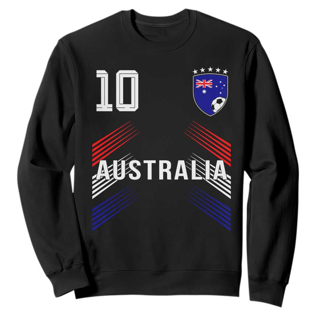 Australia Soccer Sports Graphic Number 10 Jersey Style Sweatshirt Proud Australian Football Fans Game Day Pride TS02 Black Print Your Wear