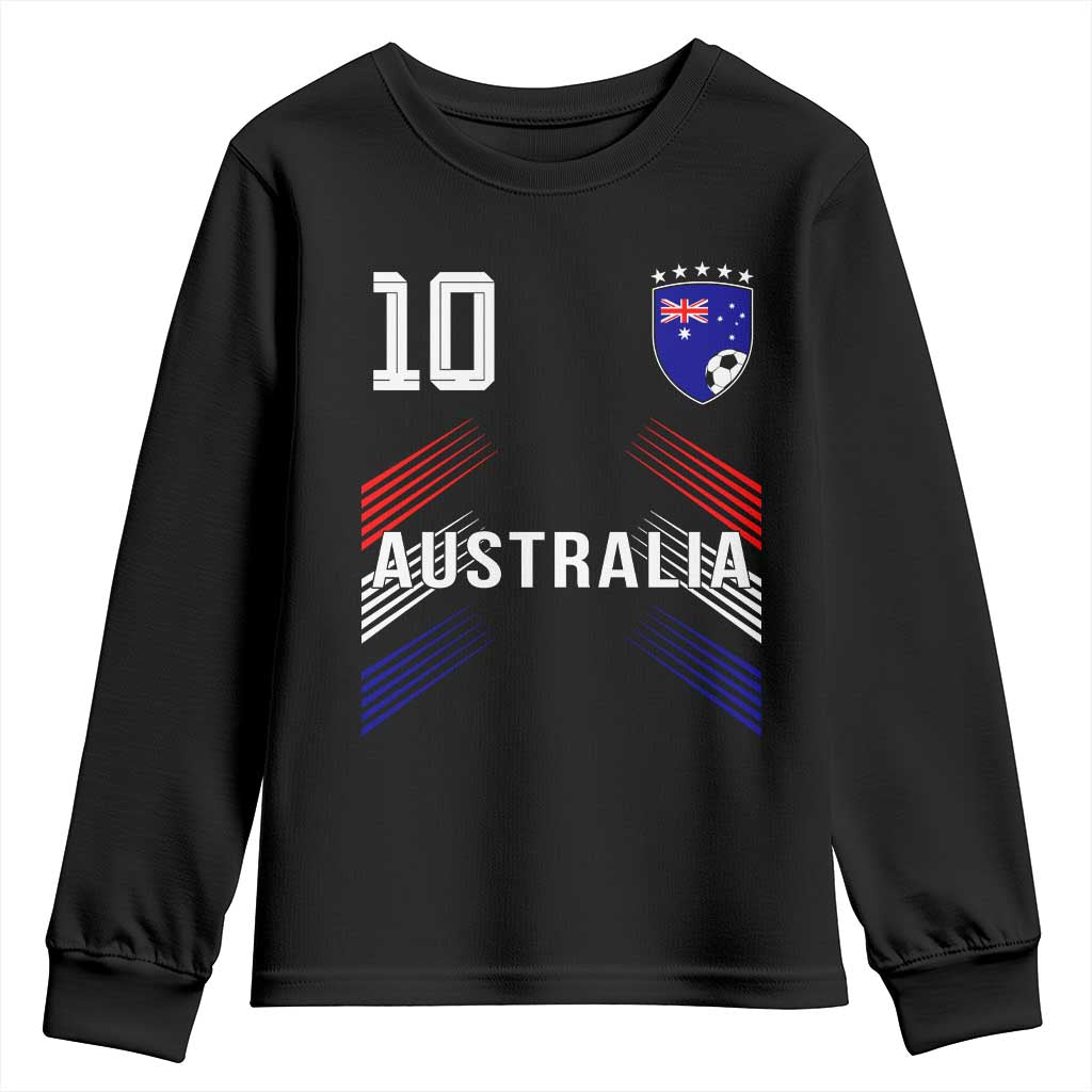 Australia Soccer Sports Graphic Number 10 Jersey Style Youth Sweatshirt Proud Australian Football Fans Game Day Pride TS02 Black Print Your Wear