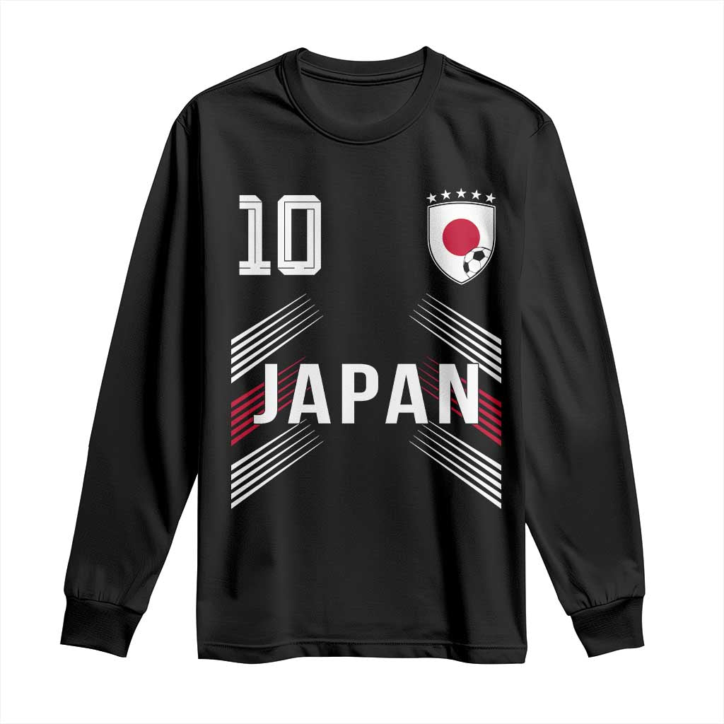 Japan Soccer Sports Graphic Number 10 Jersey Style Long Sleeve Shirt Proud Japanese Football Fans Game Day Pride TS02 Black Print Your Wear