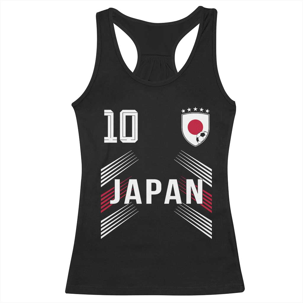 Japan Soccer Sports Graphic Number 10 Jersey Style Racerback Tank Top Proud Japanese Football Fans Game Day Pride TS02 Black Print Your Wear
