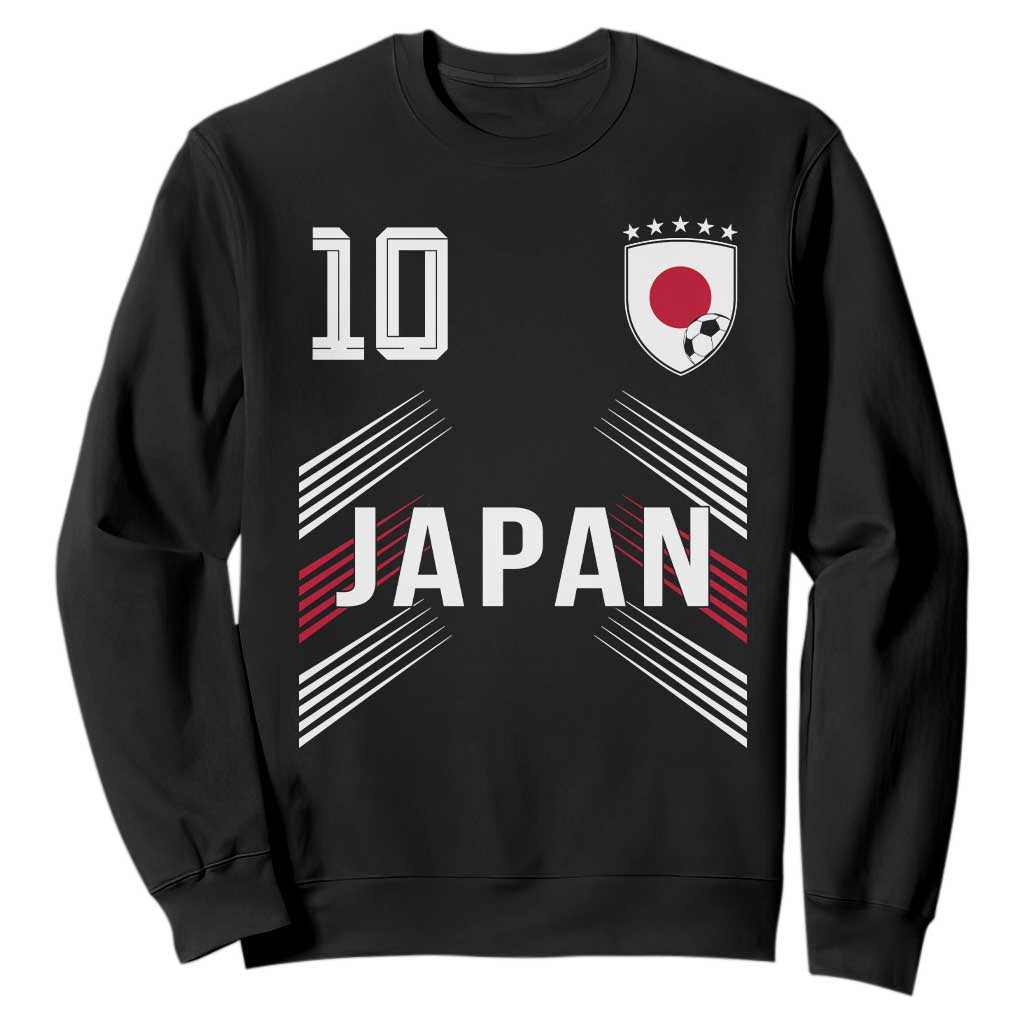 Japan Soccer Sports Graphic Number 10 Jersey Style Sweatshirt Proud Japanese Football Fans Game Day Pride TS02 Black Print Your Wear