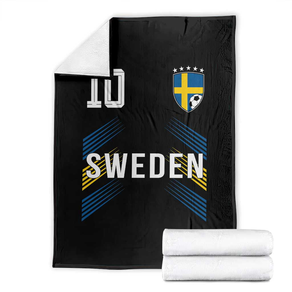 Sweden Soccer Sports Graphic Number 10 Jersey Style Throw Blanket Proud Swedish Football Fans Game Day Pride TS02 Black Print Your Wear