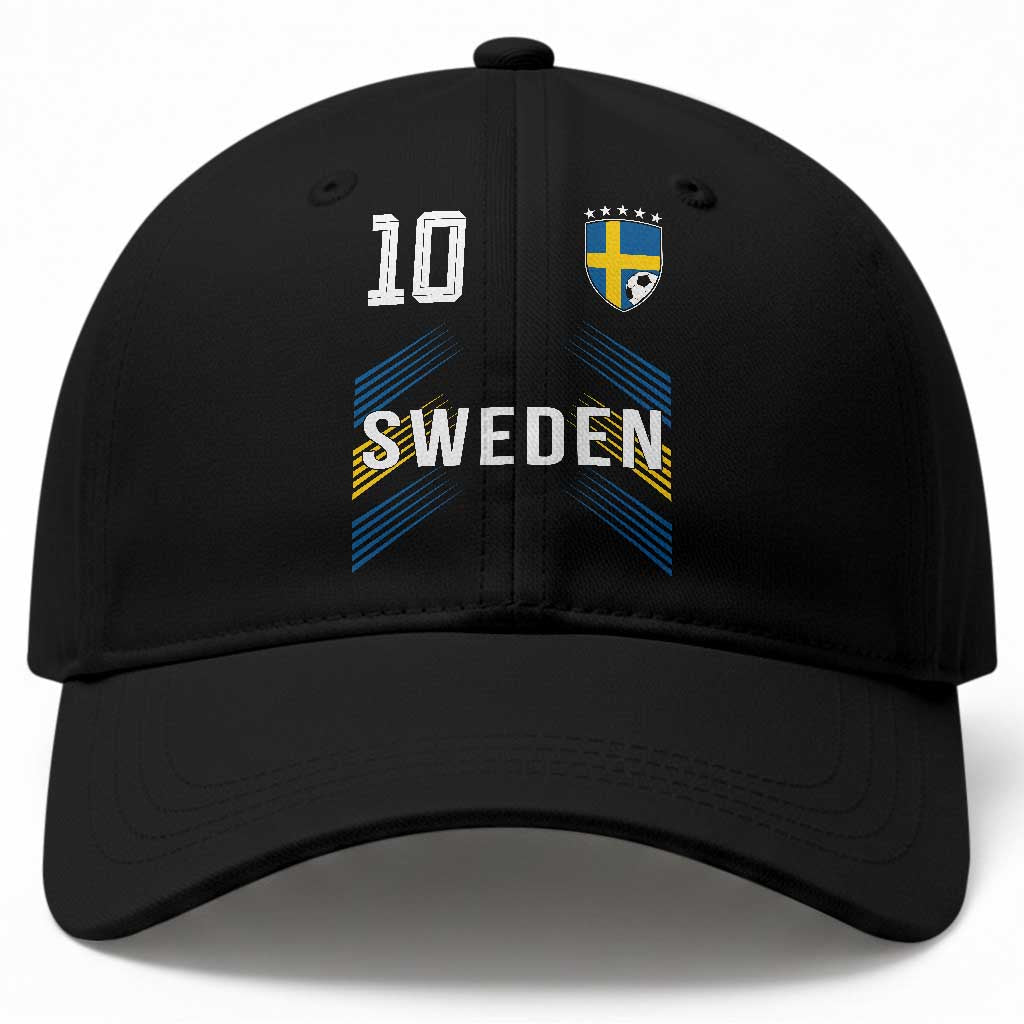 Sweden Soccer Sports Graphic Number 10 Jersey Style Baseball Cap Proud Swedish Football Fans Game Day Pride TS02 Print Your Wear