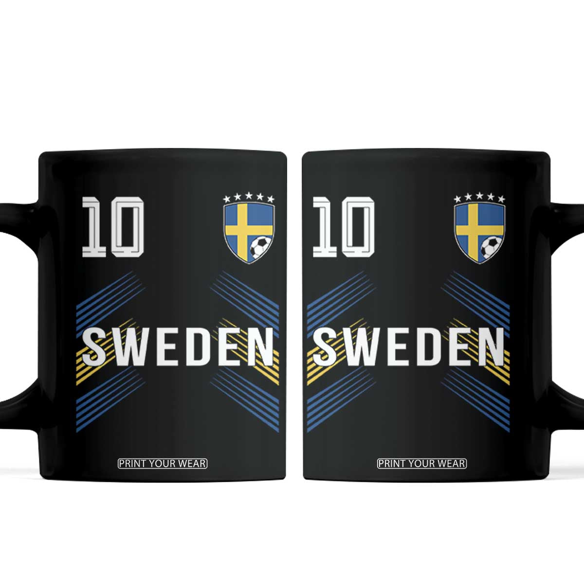 Sweden Soccer Sports Graphic Number 10 Jersey Style Coffee Mug Proud Swedish Football Fans Game Day Pride TS02 Black Print Your Wear