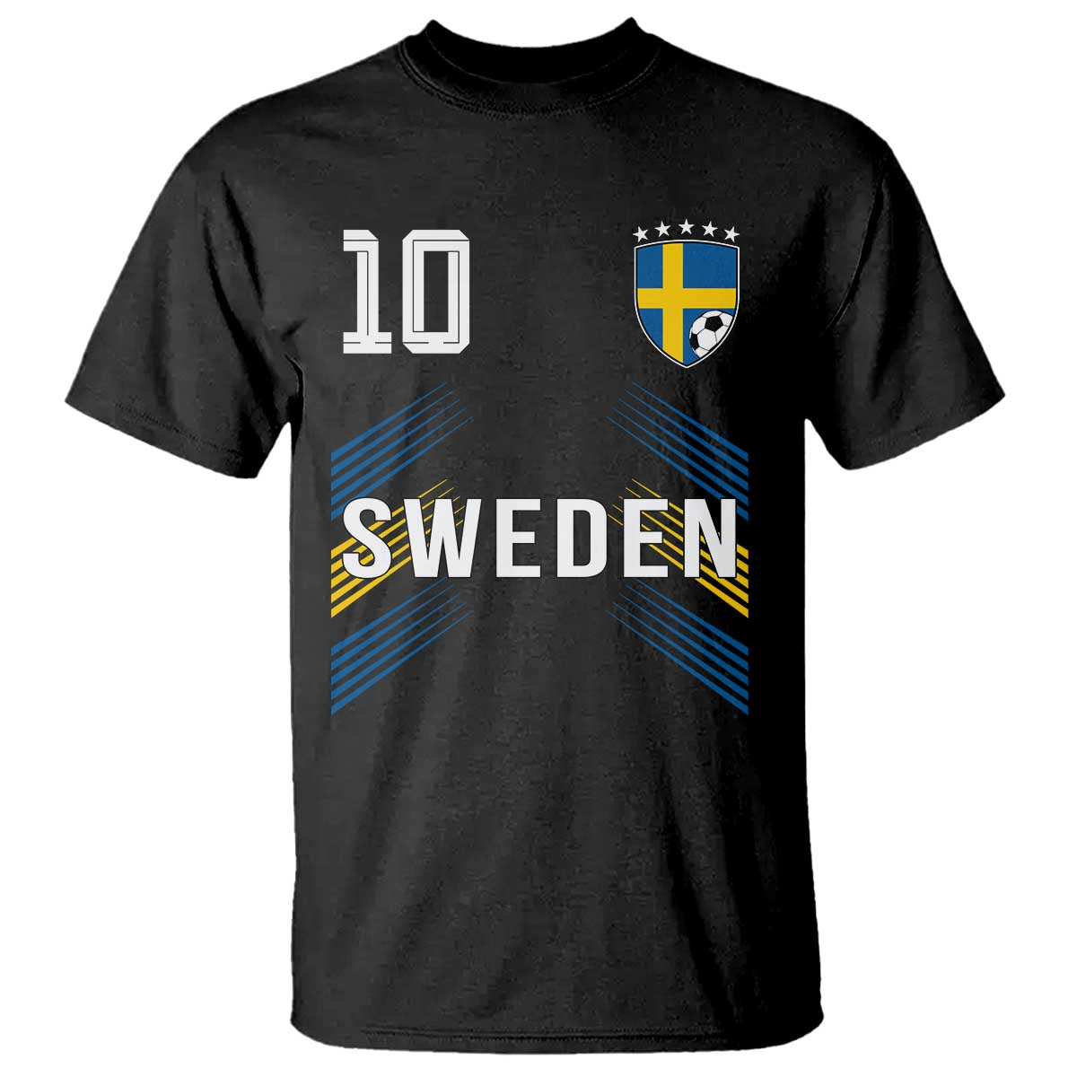 Sweden Soccer Sports Graphic Number 10 Jersey Style T Shirt Proud Swedish Football Fans Game Day Pride TS02 Black Print Your Wear