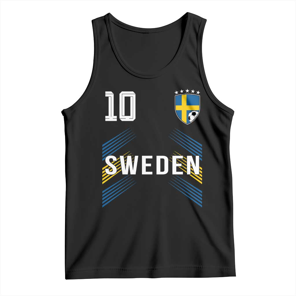 Sweden Soccer Sports Graphic Number 10 Jersey Style Tank Top Proud Swedish Football Fans Game Day Pride TS02 Black Print Your Wear