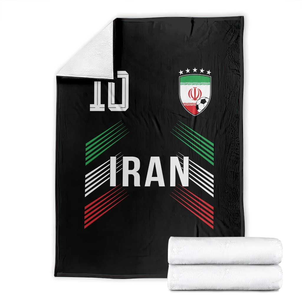 Iran Soccer Sports Graphic Number 10 Jersey Style Throw Blanket Proud Iranian Football Fans Game Day Pride TS02 Black Print Your Wear
