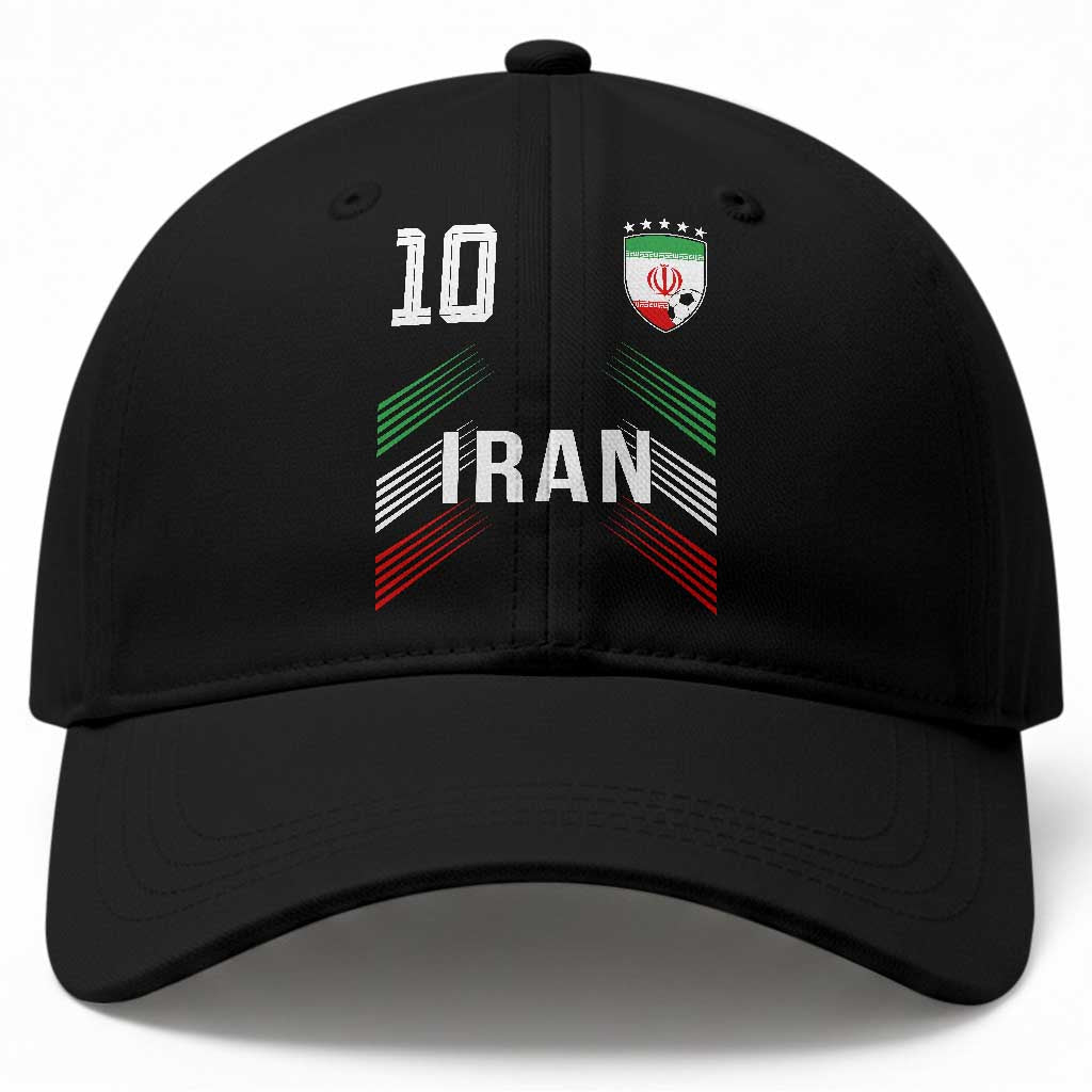 Iran Soccer Sports Graphic Number 10 Jersey Style Baseball Cap Proud Iranian Football Fans Game Day Pride TS02 Print Your Wear