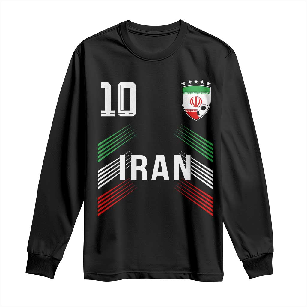 Iran Soccer Sports Graphic Number 10 Jersey Style Long Sleeve Shirt Proud Iranian Football Fans Game Day Pride TS02 Black Print Your Wear