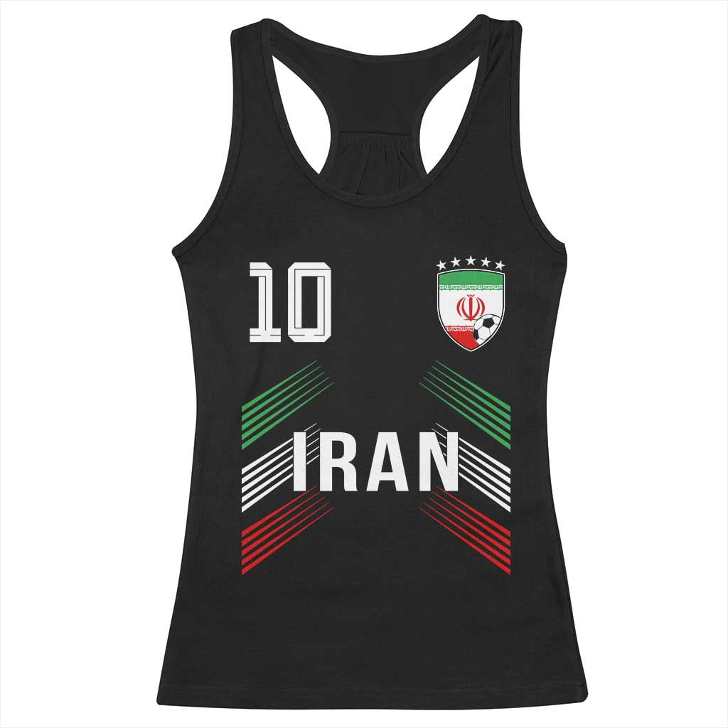Iran Soccer Sports Graphic Number 10 Jersey Style Racerback Tank Top Proud Iranian Football Fans Game Day Pride TS02 Black Print Your Wear