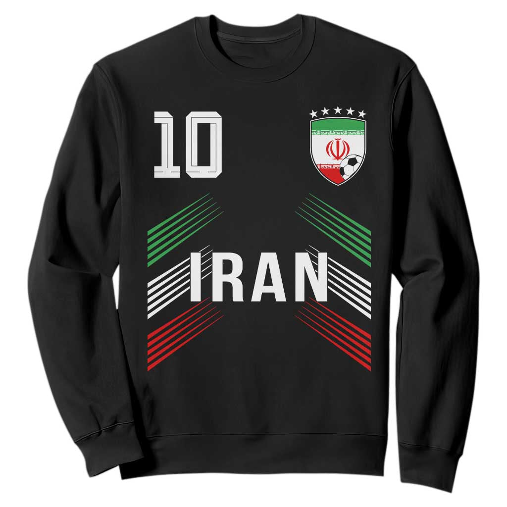 Iran Soccer Sports Graphic Number 10 Jersey Style Sweatshirt Proud Iranian Football Fans Game Day Pride TS02 Black Print Your Wear