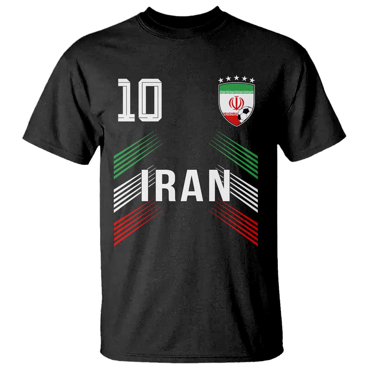 Iran Soccer Sports Graphic Number 10 Jersey Style T Shirt Proud Iranian Football Fans Game Day Pride TS02 Black Print Your Wear