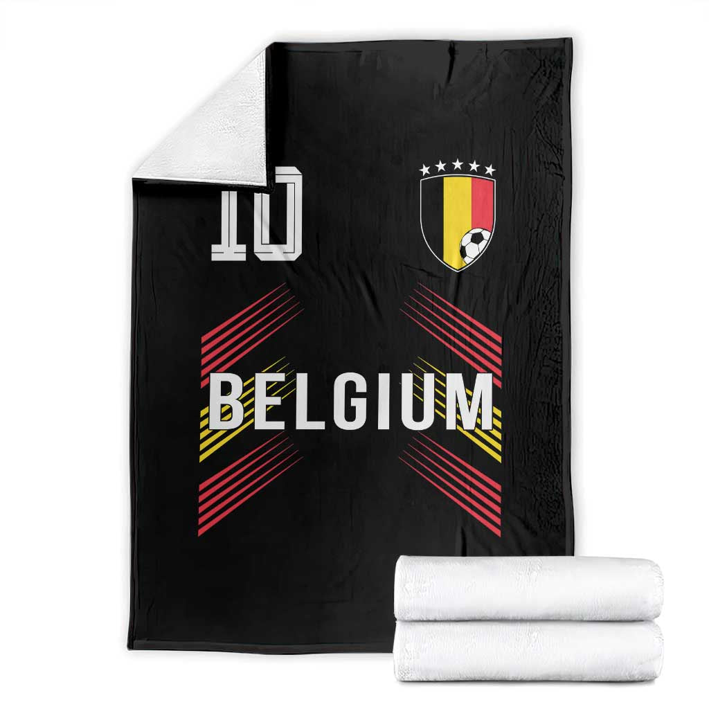 Belgium Soccer Sports Graphic Number 10 Jersey Style Throw Blanket Proud Belgian Football Fans Game Day Pride TS02 Black Print Your Wear