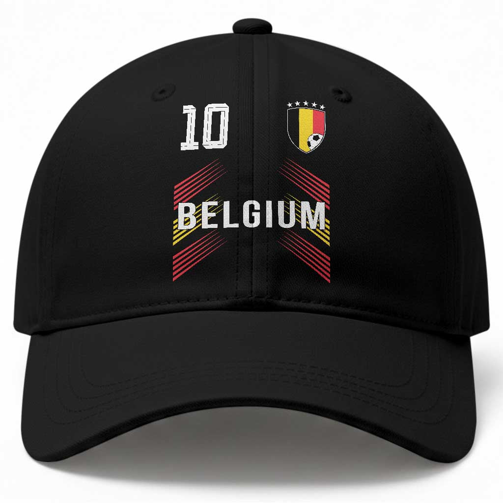Belgium Soccer Sports Graphic Number 10 Jersey Style Baseball Cap Proud Belgian Football Fans Game Day Pride TS02 Print Your Wear