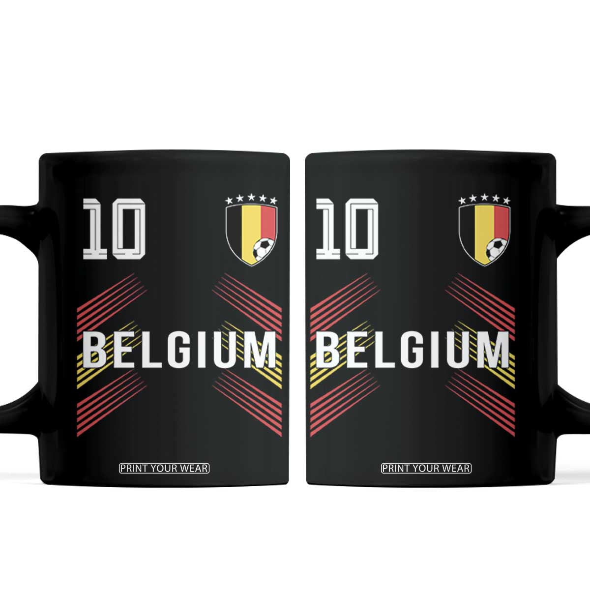 Belgium Soccer Sports Graphic Number 10 Jersey Style Coffee Mug Proud Belgian Football Fans Game Day Pride TS02 Black Print Your Wear