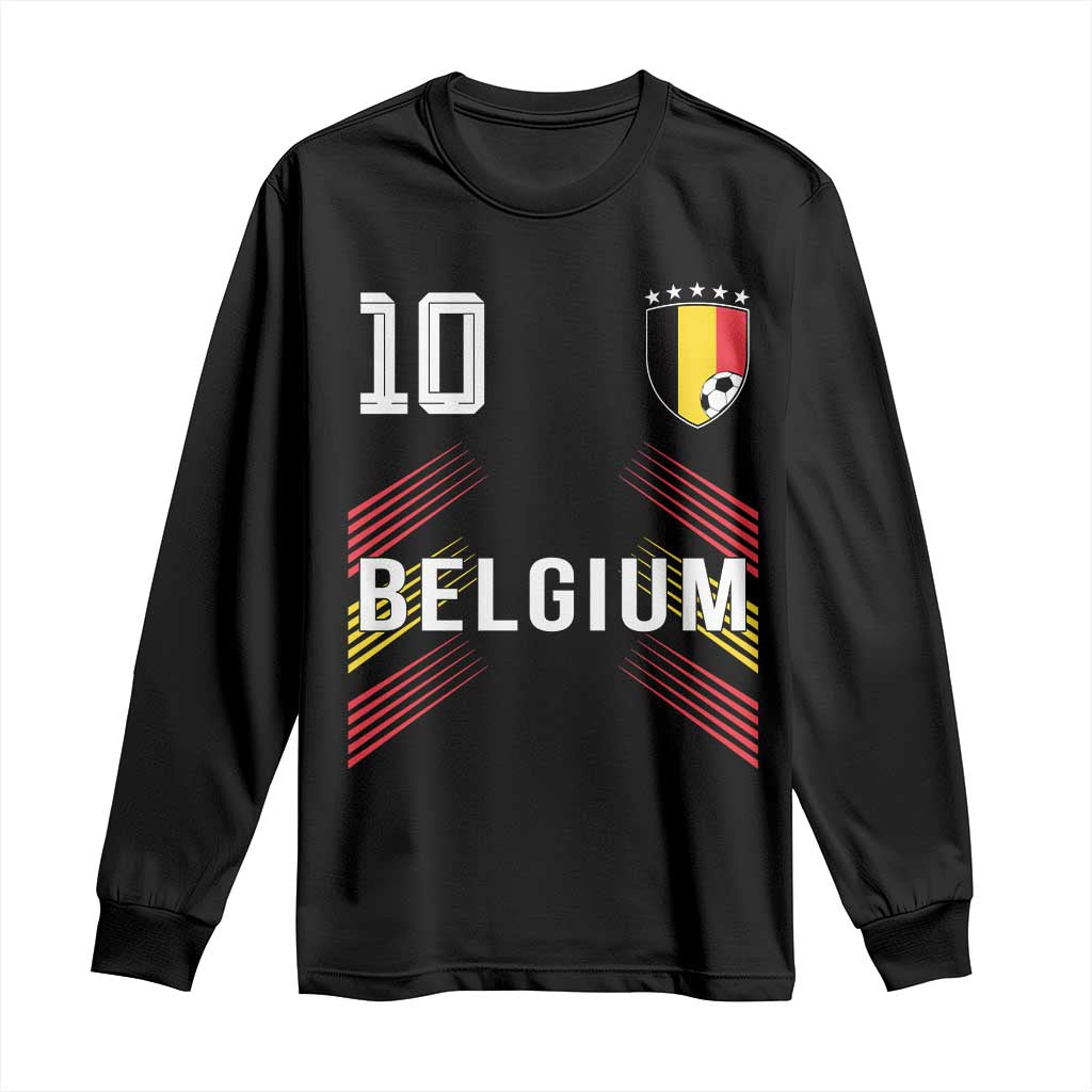 Belgium Soccer Sports Graphic Number 10 Jersey Style Long Sleeve Shirt Proud Belgian Football Fans Game Day Pride TS02 Black Print Your Wear