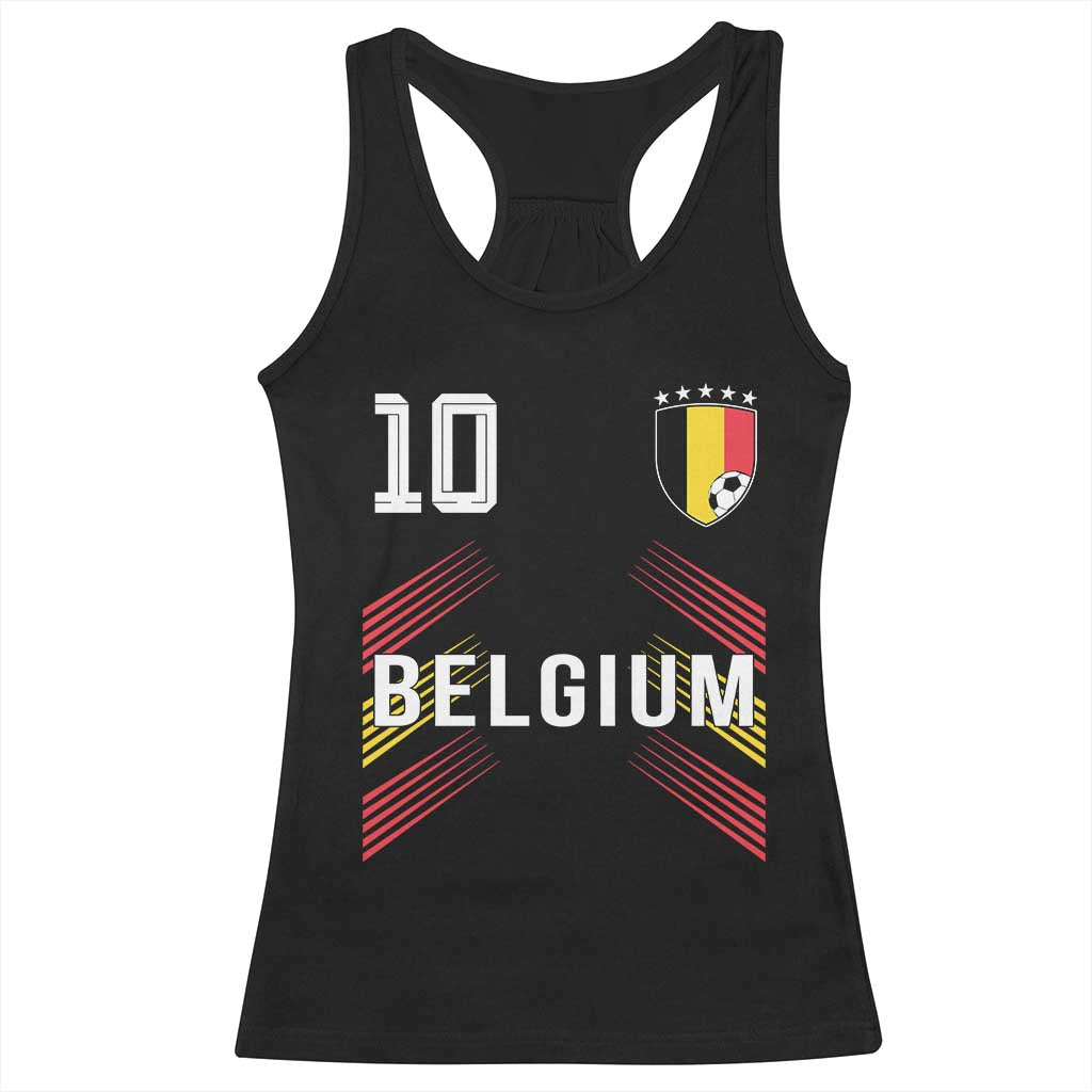 Belgium Soccer Sports Graphic Number 10 Jersey Style Racerback Tank Top Proud Belgian Football Fans Game Day Pride TS02 Black Print Your Wear