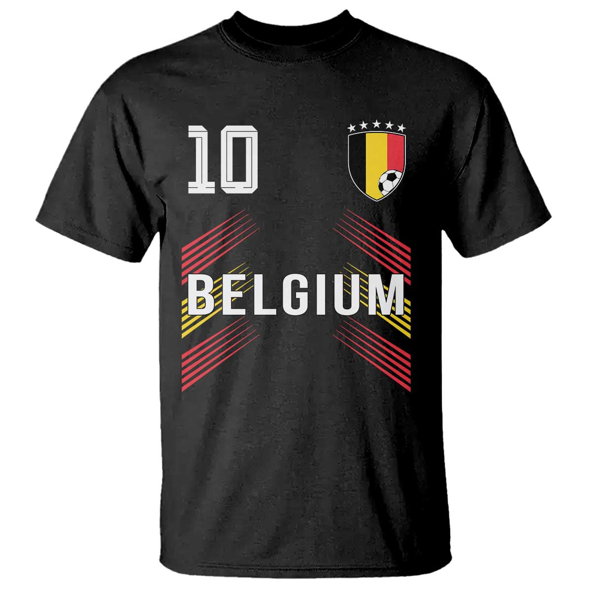 Belgium Soccer Sports Graphic Number 10 Jersey Style T Shirt Proud Belgian Football Fans Game Day Pride TS02 Black Print Your Wear