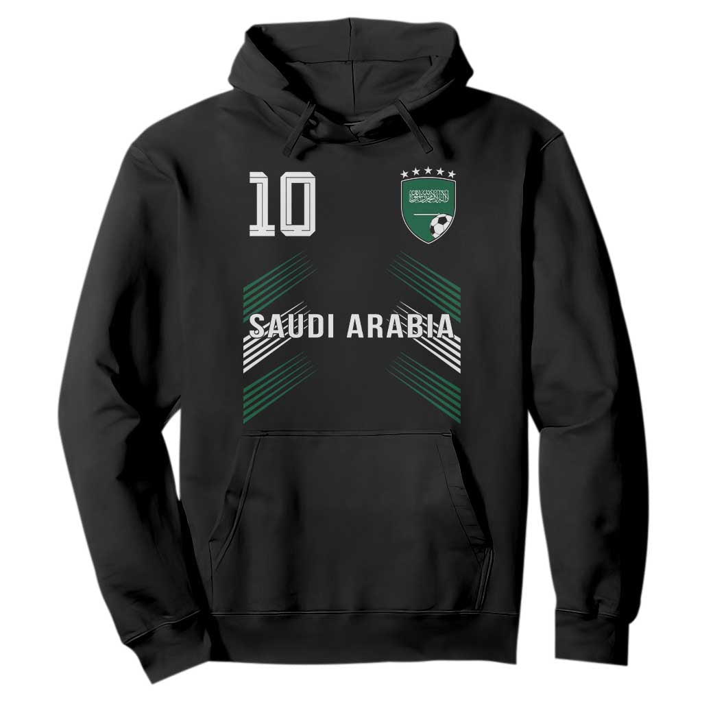 Saudi Arabia Soccer Sports Graphic Number 10 Jersey Style Hoodie Proud Saudi Football Fans Game Day Pride TS02 Black Print Your Wear