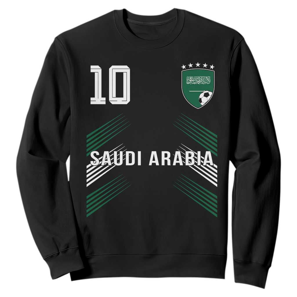 Saudi Arabia Soccer Sports Graphic Number 10 Jersey Style Sweatshirt Proud Saudi Football Fans Game Day Pride TS02 Black Print Your Wear
