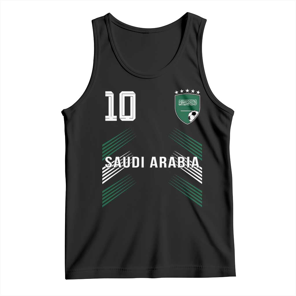 Saudi Arabia Soccer Sports Graphic Number 10 Jersey Style Tank Top Proud Saudi Football Fans Game Day Pride TS02 Black Print Your Wear