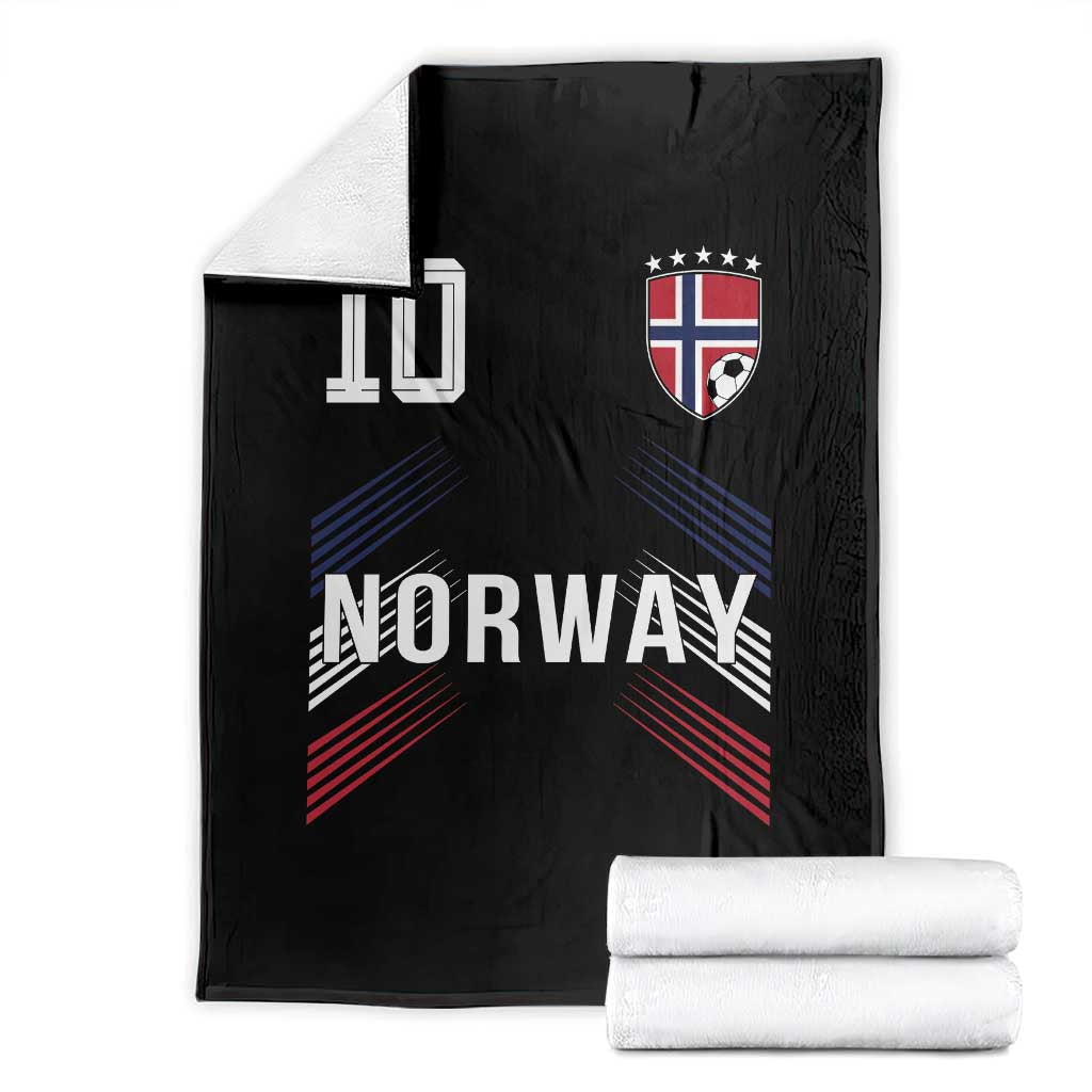 Norway Soccer Sports Graphic Number 10 Jersey Style Throw Blanket Proud Norwegian Football Fans Game Day Pride TS02 Black Print Your Wear