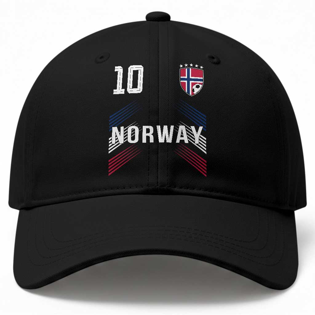 Norway Soccer Sports Graphic Number 10 Jersey Style Baseball Cap Proud Norwegian Football Fans Game Day Pride TS02 Print Your Wear