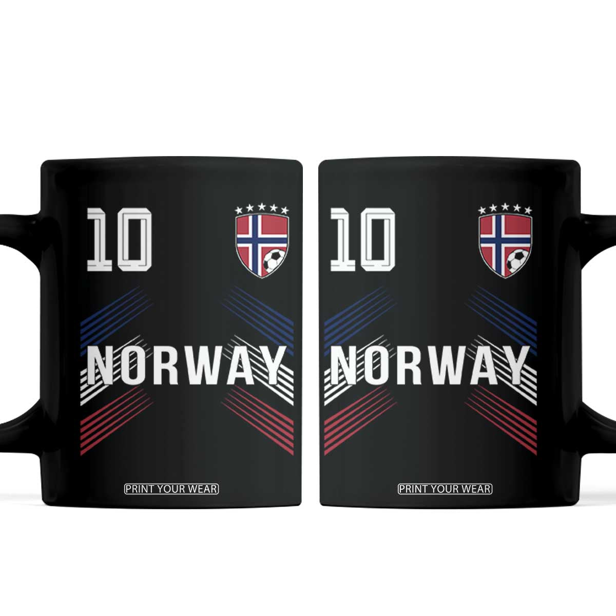 Norway Soccer Sports Graphic Number 10 Jersey Style Coffee Mug Proud Norwegian Football Fans Game Day Pride TS02 Black Print Your Wear