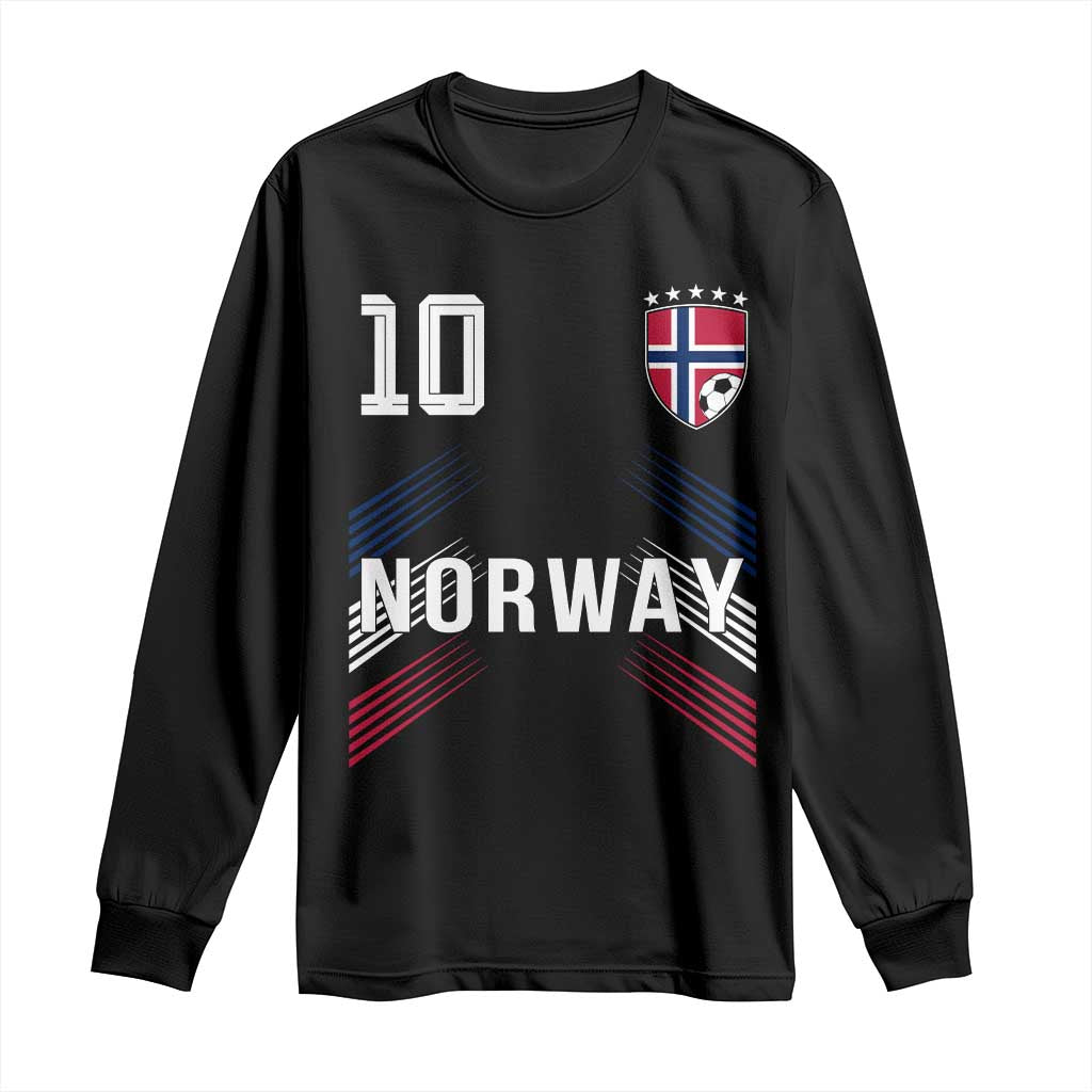 Norway Soccer Sports Graphic Number 10 Jersey Style Long Sleeve Shirt Proud Norwegian Football Fans Game Day Pride TS02 Black Print Your Wear