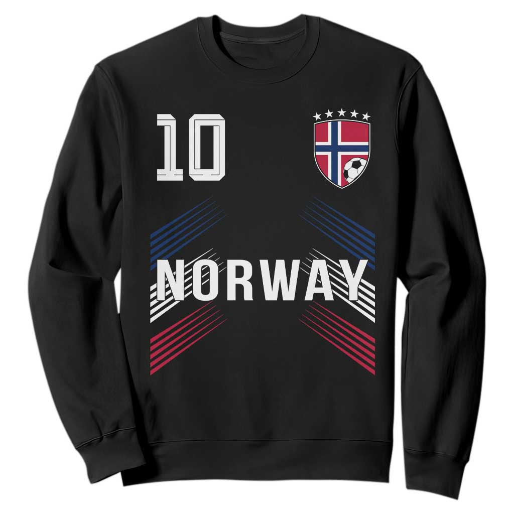 Norway Soccer Sports Graphic Number 10 Jersey Style Sweatshirt Proud Norwegian Football Fans Game Day Pride TS02 Black Print Your Wear